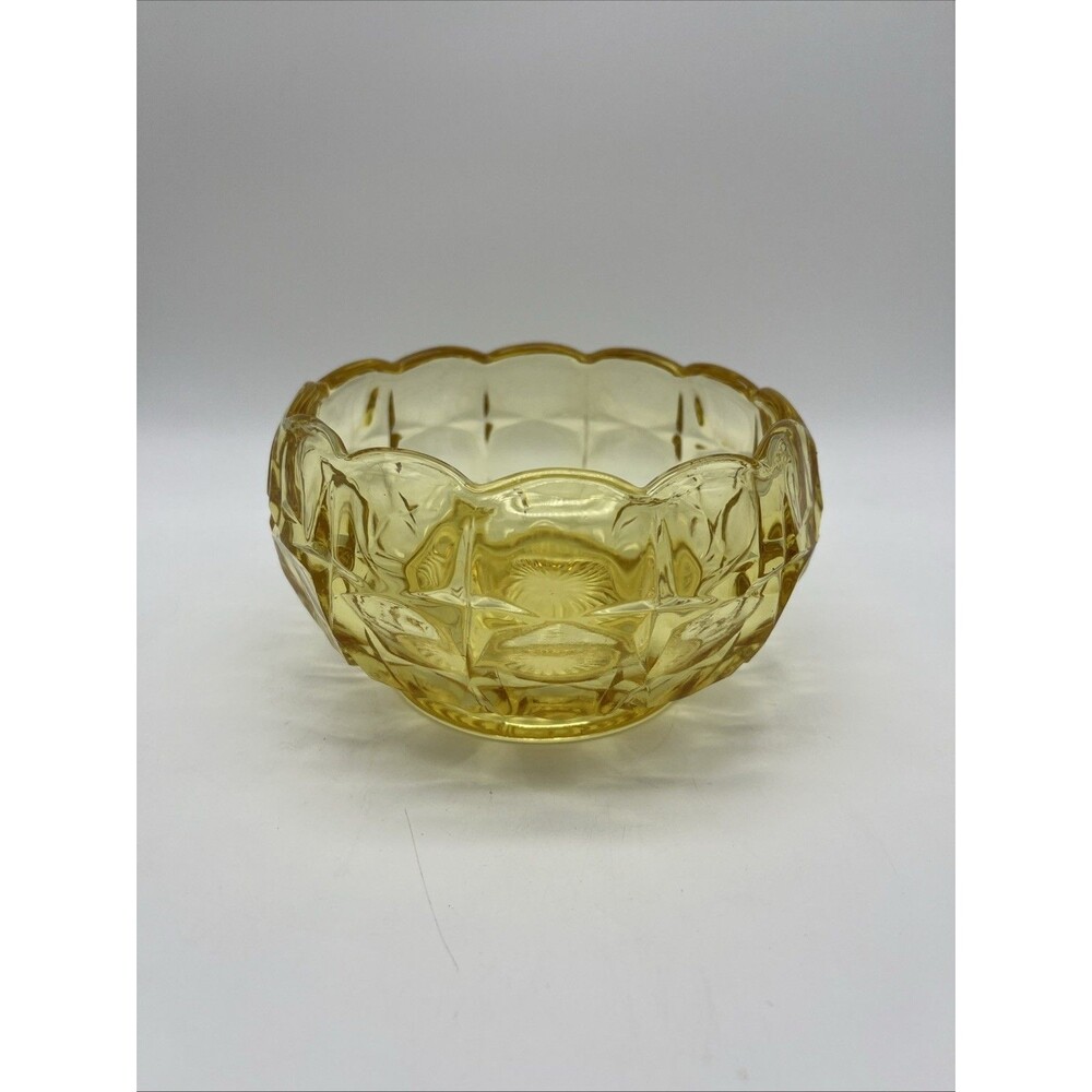 Vintage Tiara Yellow Mist Sunset Constellation Indiana Glass Candy Nut Bowl Dish